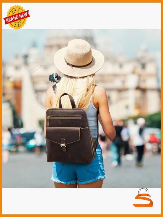 Small Leather Backpack Purse Vintage Casual Daypack Travel Rucksack Handbag main image 4